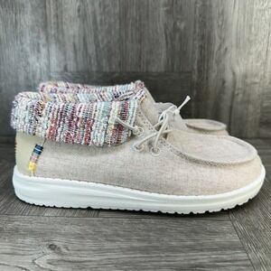 Hey Dude Wendy Fold Youth 1 Cream Multi Baja Slip On Loafers NEW 40560-1LT